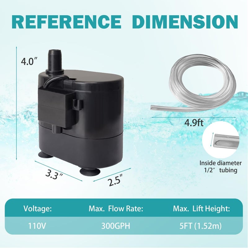 Roamoris Small Pump With Level Sensor,5 FT Drain Lift,Large Volume,110V Automatic Submersible Water Pump Mini HAVC Condensate Pump For Dehumidifier,Air Conditioner, Ice Maker, Furnace,Air Cooler,PM02 - Image 2